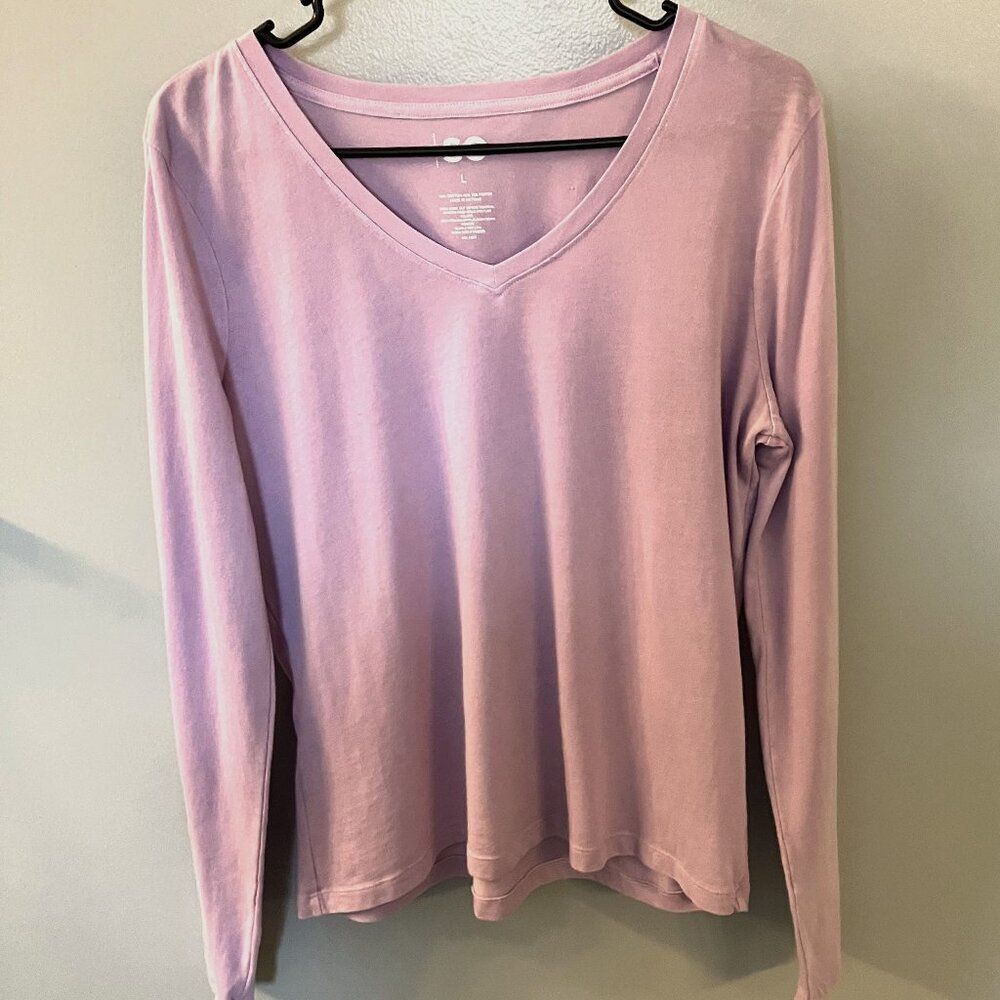 SO Juniors Long Sleeve V-neck Top Lavender Size Large